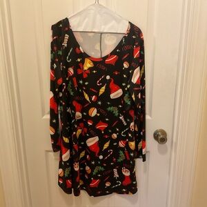 Cute Holiday Print Christmas Dress by Aphratti